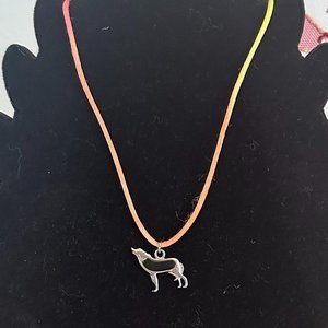 Wolf mood necklace 90s vintage y2k rainbow cord
